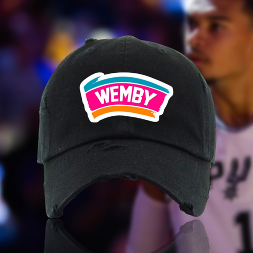 Black Wemby Spurs Dad Cap Hat