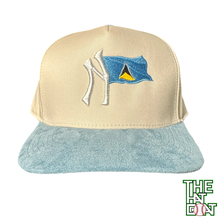 Cream/Smy Blue Yankee x St. Lucia Flag Snapback Hat