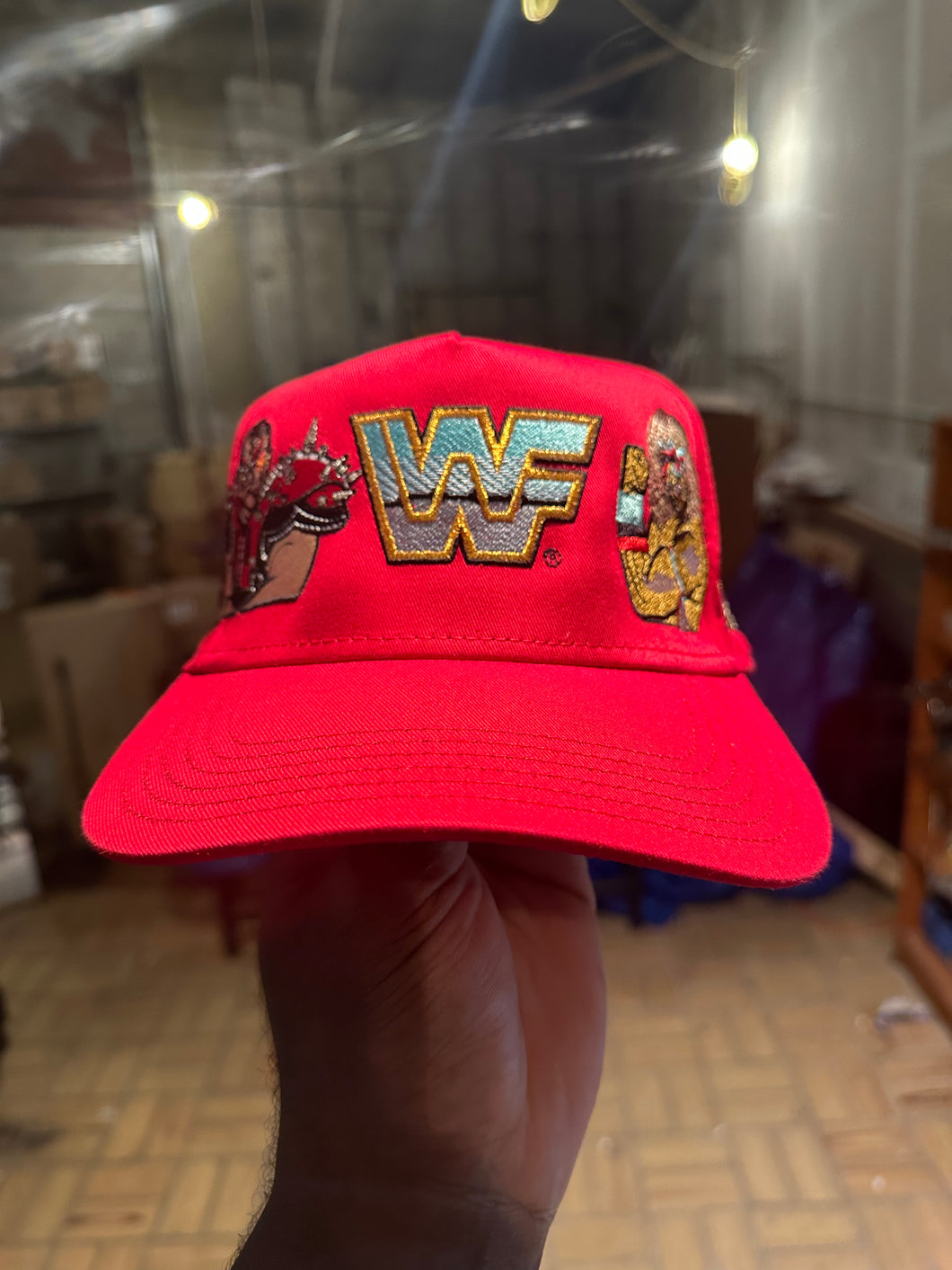Red WWF Old School Styles Snapback Hat
