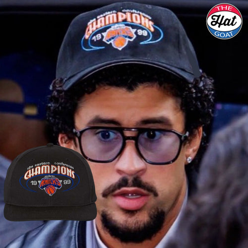 Black New York Knicks Snapback Eastern Conference Champions 1999 Hat Bad Bunny Playoffs 90s