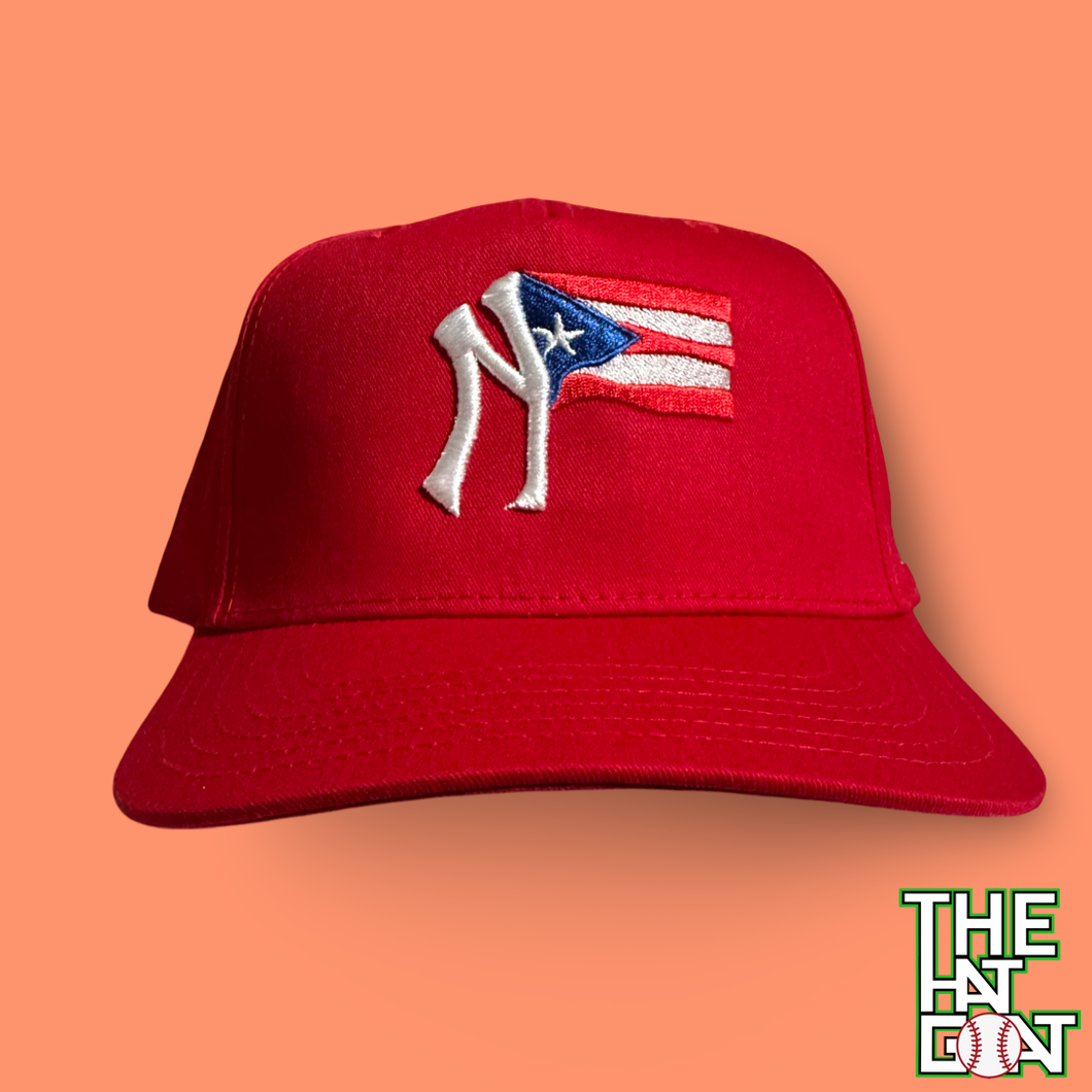 Red Yankee x Puerto Rico Flag Snapback Hat
