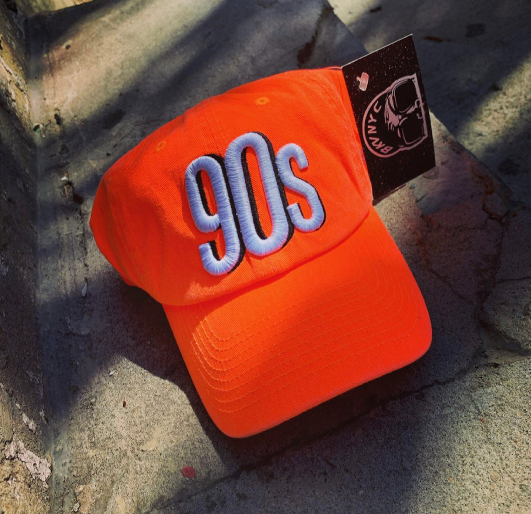 Neon Orange 90s Dad Cap Hat