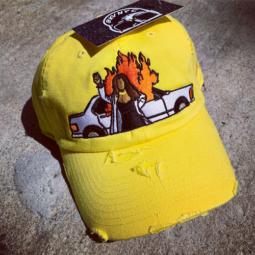 Yellow Distressed Waiting To Exhale Dad Cap Hat