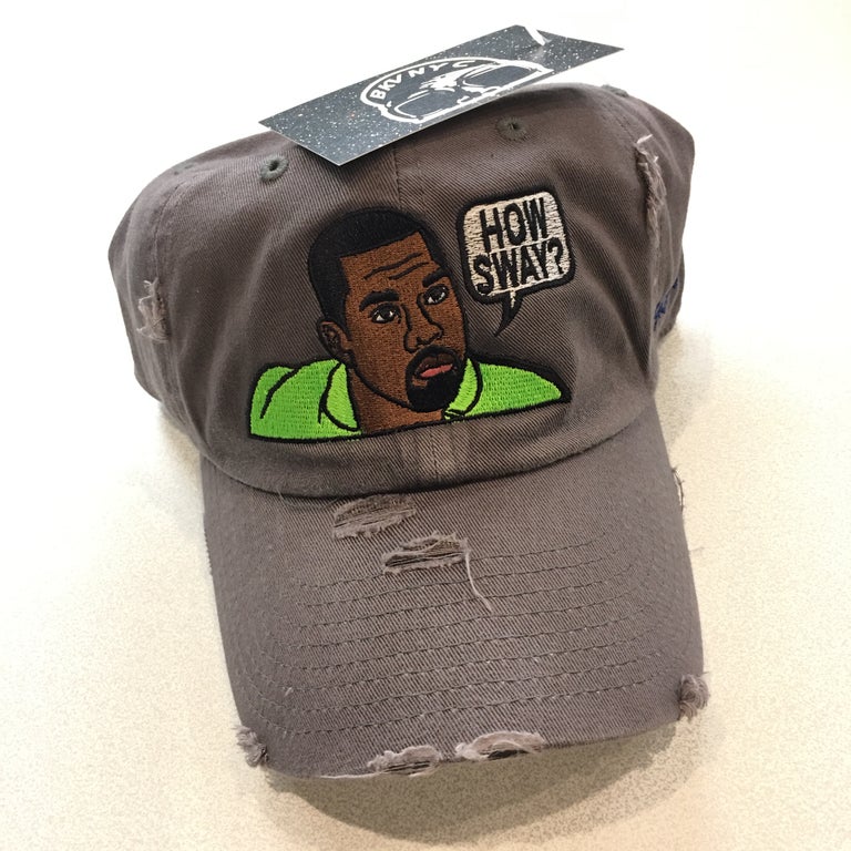 Charcoal Distressed How Sway Dad Cap For Yeezy Muave
