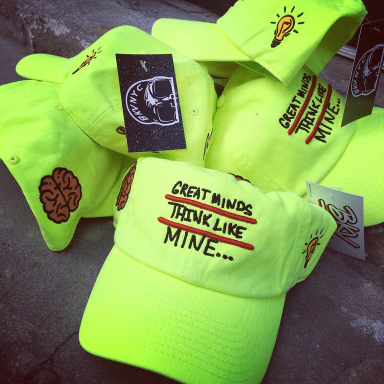 Neon Green/Yellow Great Minds Think Like Mine Dad Cap Hat