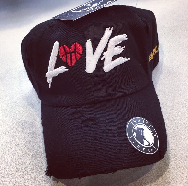 Black Distressed LOVE Dad Cap Hat