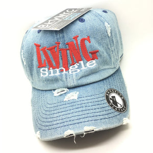 Denim Distressed Living Single Dad Cap Hat