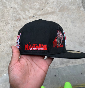Los Angeles Dodgers x "Nightmare On Elm Street" Custom Fitted In Black READ DESCRIPTION!!