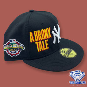 New York Yankee x "A Bronx Tale" Custom Fitted Cap In Black Grey UV READ DESCRIPTION!!