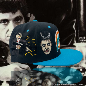 Black/Teal Miami Dolphins x Scarface Custom SnapBack Hat