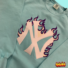 Teal NY On Fire Crewneck Sweater