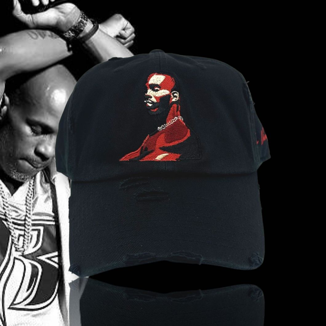 Black Distressed DMX Dad Cap Hat 90s Rap