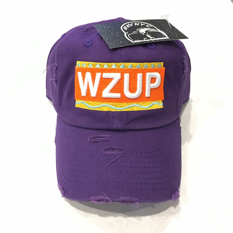 Purple Distressed WZUP Dad Cap Hat