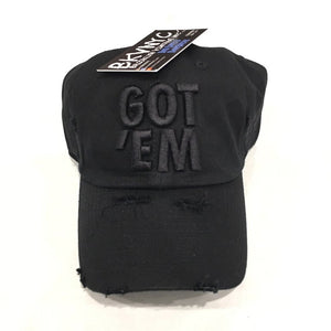 Black Distressed Got Em’ Dad Cap Hat Cap And Gown